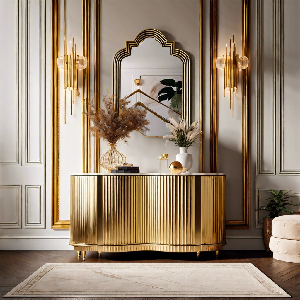 fluted dresser with gold accents