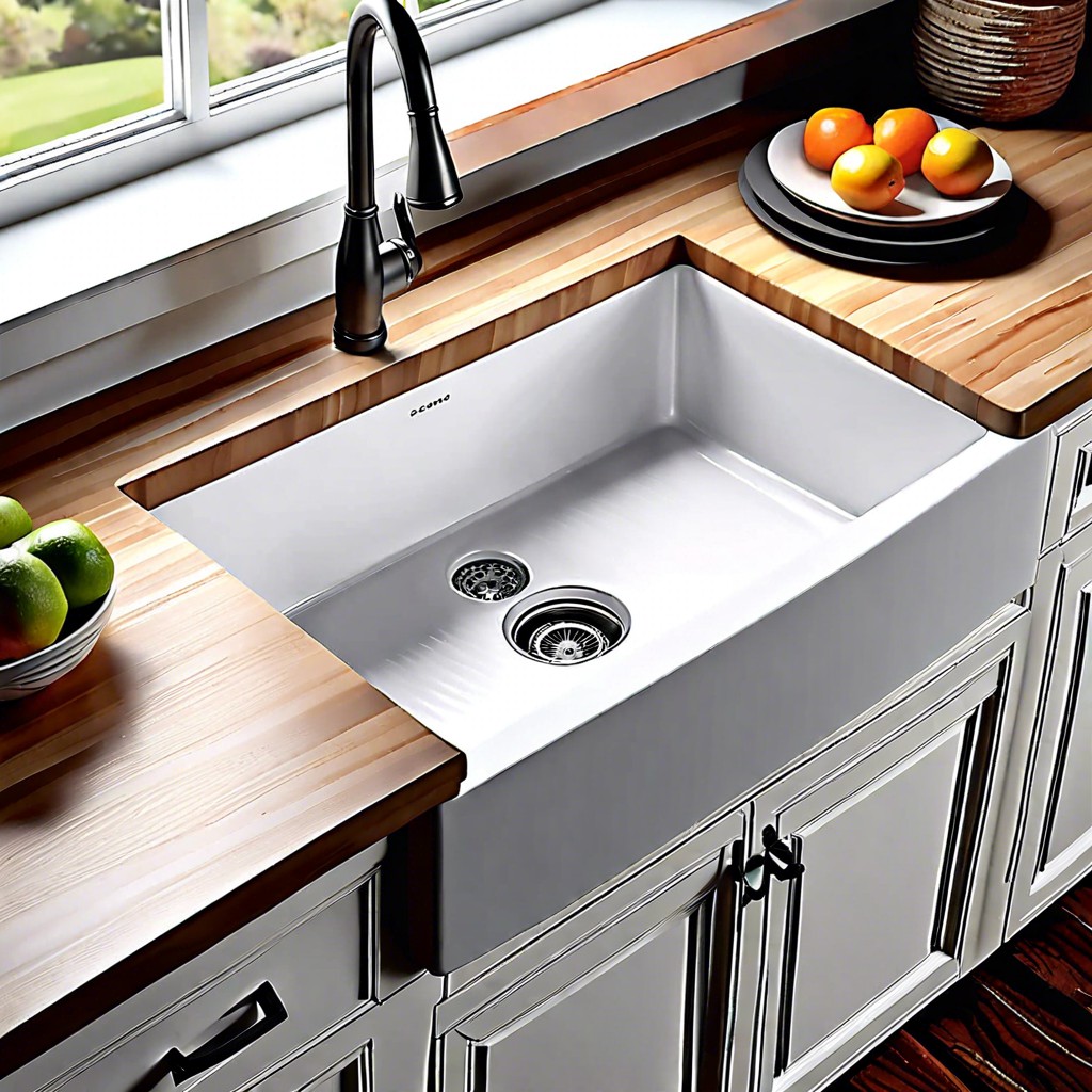 fluted farmhouse sink with integrated cutting board