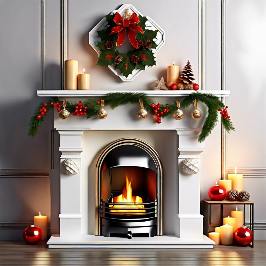 fluted fireplace with themed ornamental decor