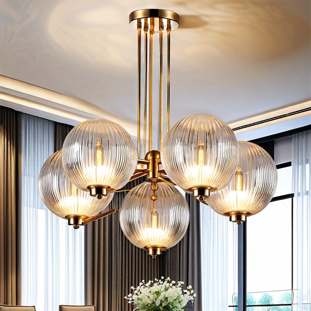 fluted glass globe chandelier