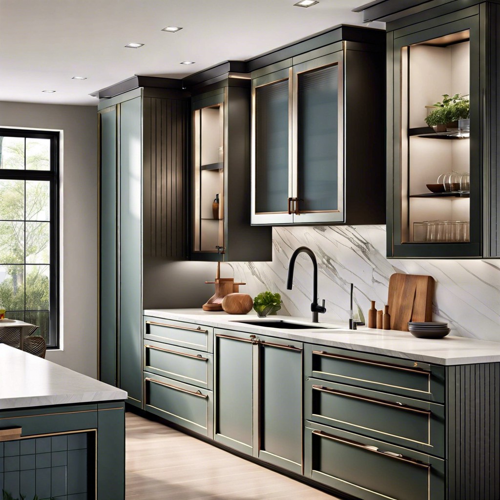 fluted glass kitchen cabinets