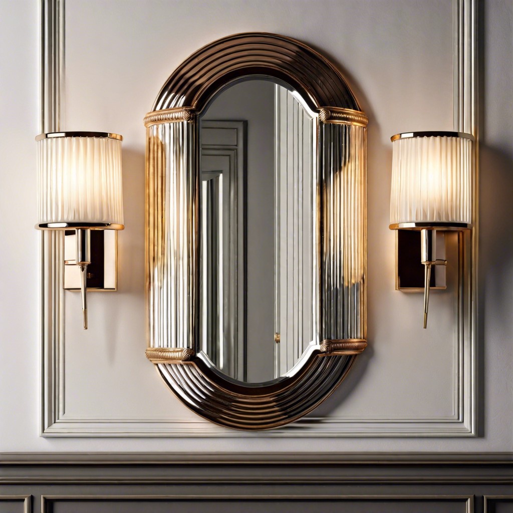 fluted sconce with a mirrored backing