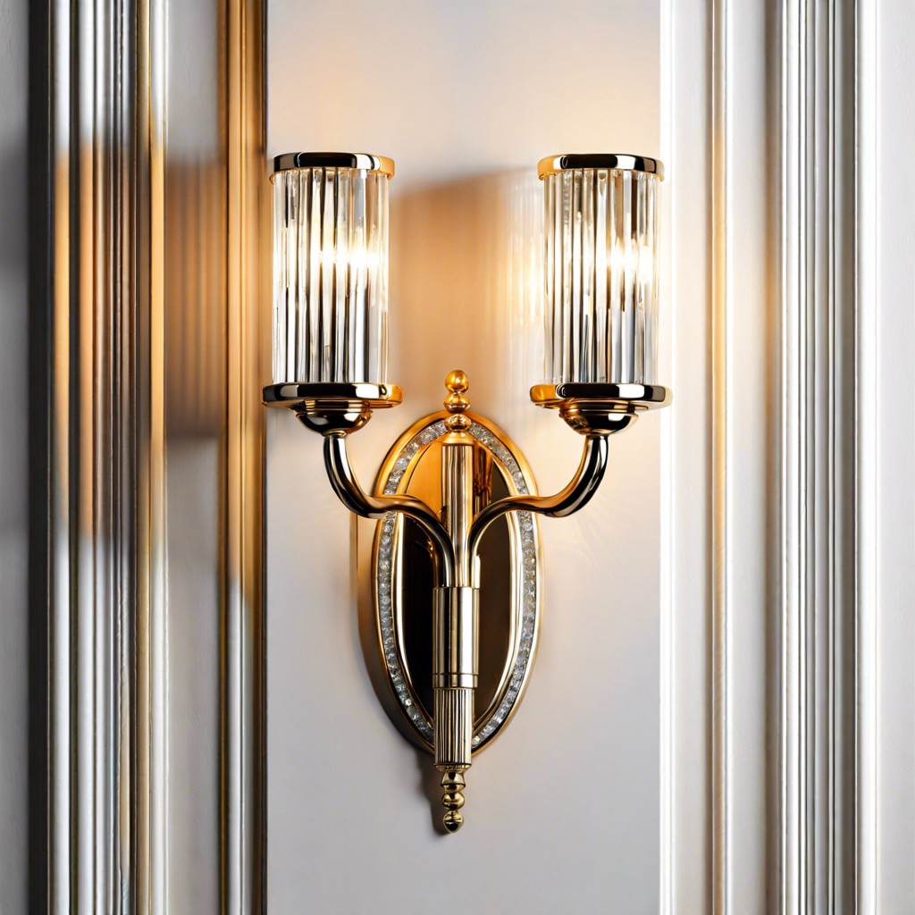 fluted sconce with crystal accents