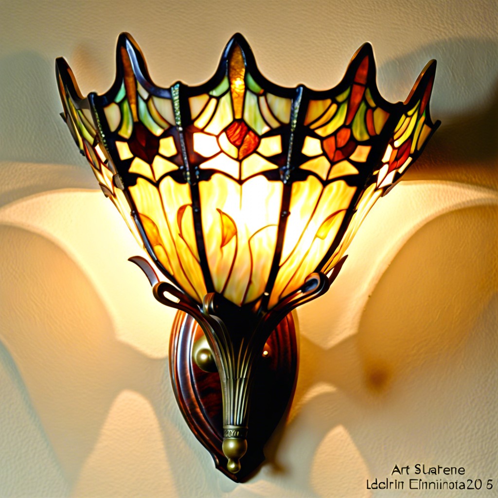 fluted sconce with leaded glass design