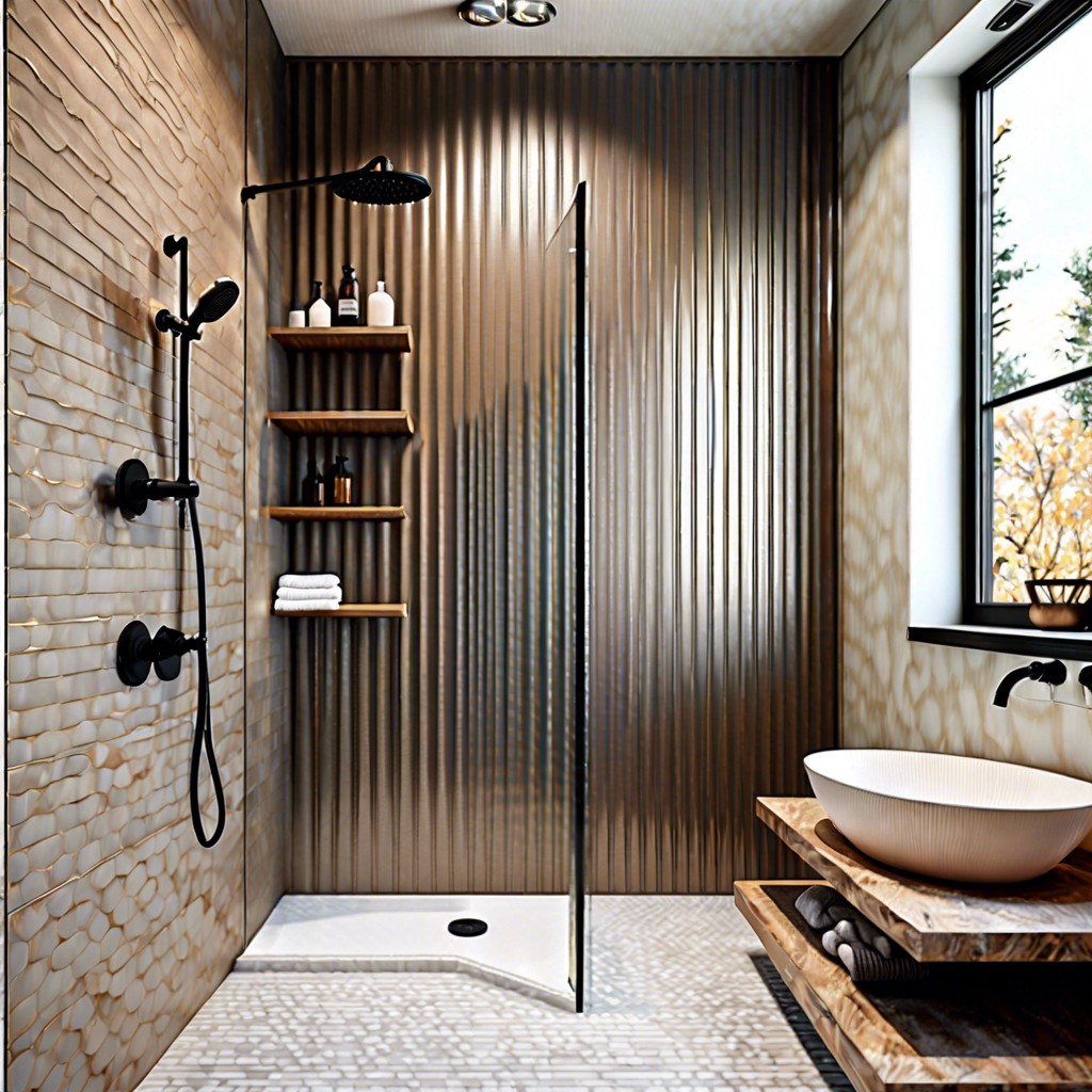 fluted tile accent in shower