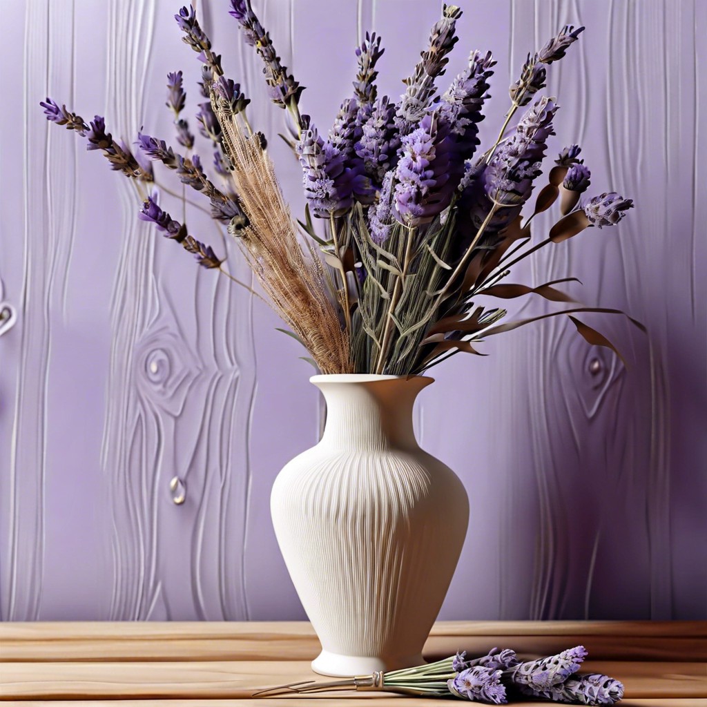 fluted vase with dried lavender