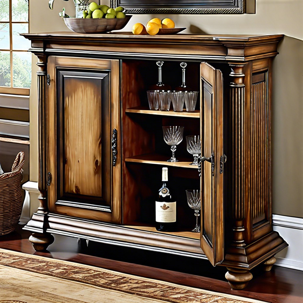 french country fluted bar cabinet