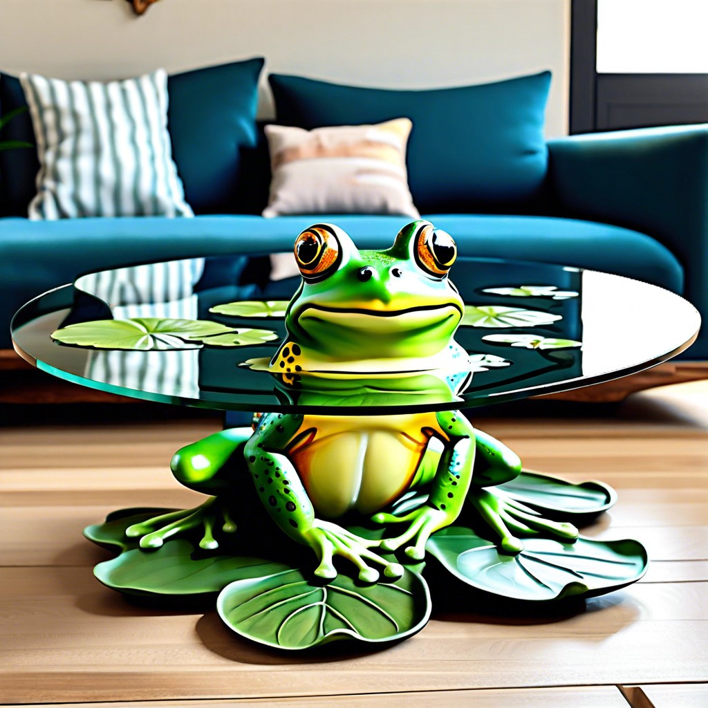frog lily pad coffee table with glass top