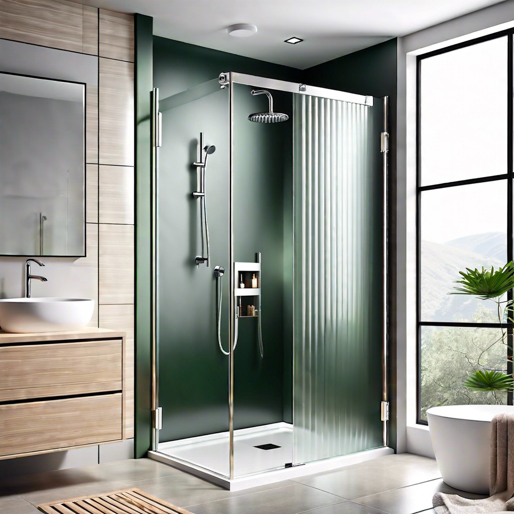 frosted fluted glass shower door