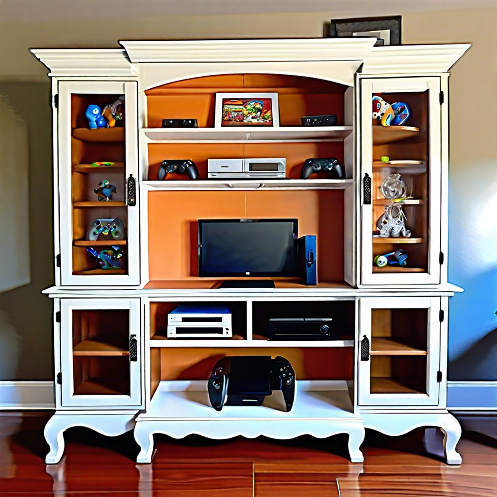 gaming station with consoles and games storage