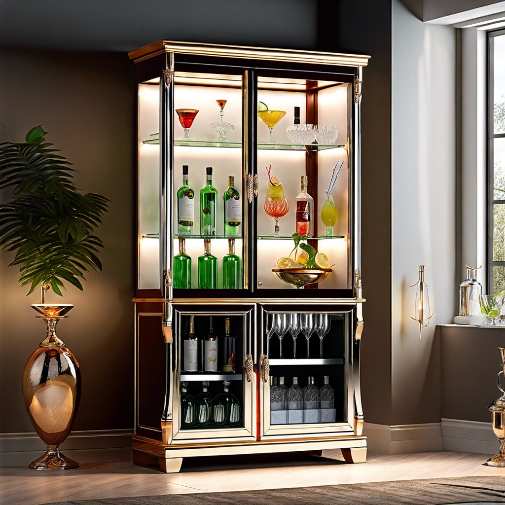 glass display cocktail cabinet