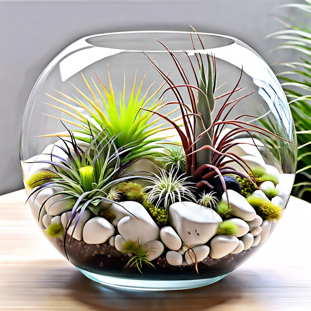 glass fluted planter with air plants