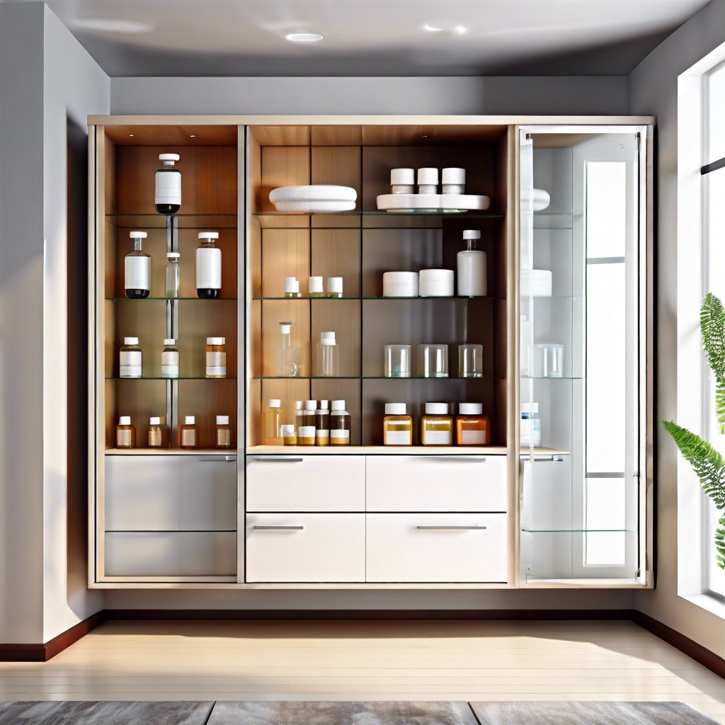 glass fronted display medicine cabinet