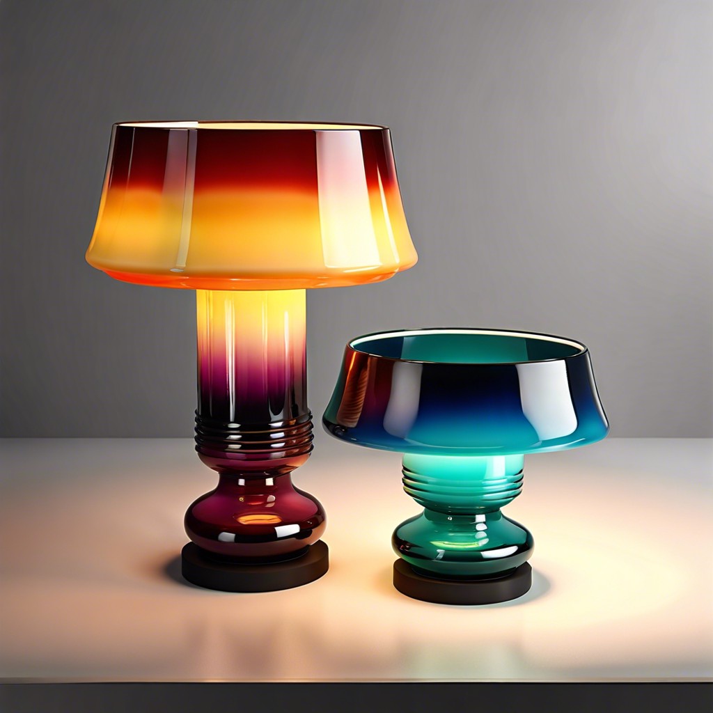 gradient colored fluted glass lamp shades