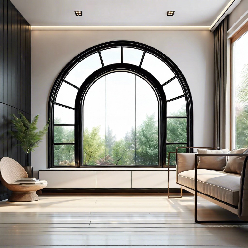 half circle fluted glass window