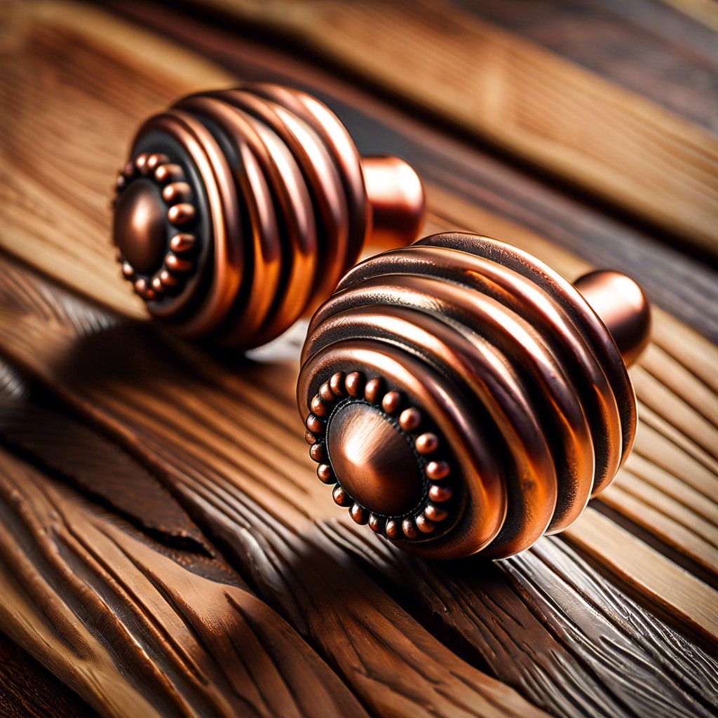 handmade copper fluted knobs