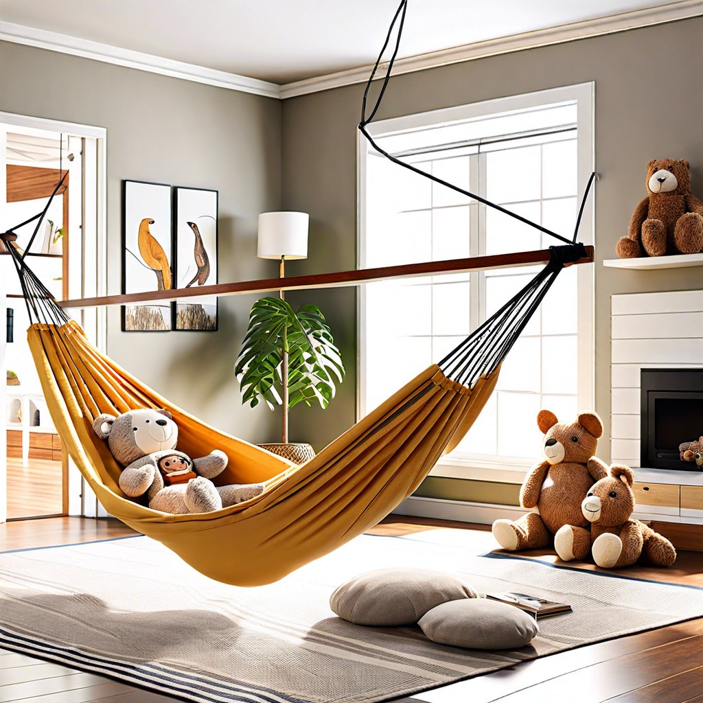 hang hammocks for stuffed animals in corners