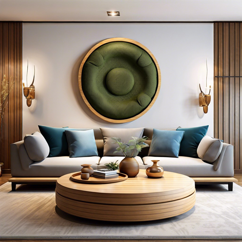 harness feng shui principles with a circle couch as the rooms focal point