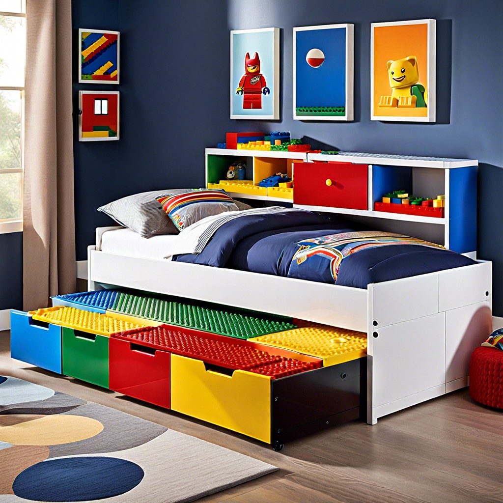 hideaway lego® trundle bed secret space for bricks