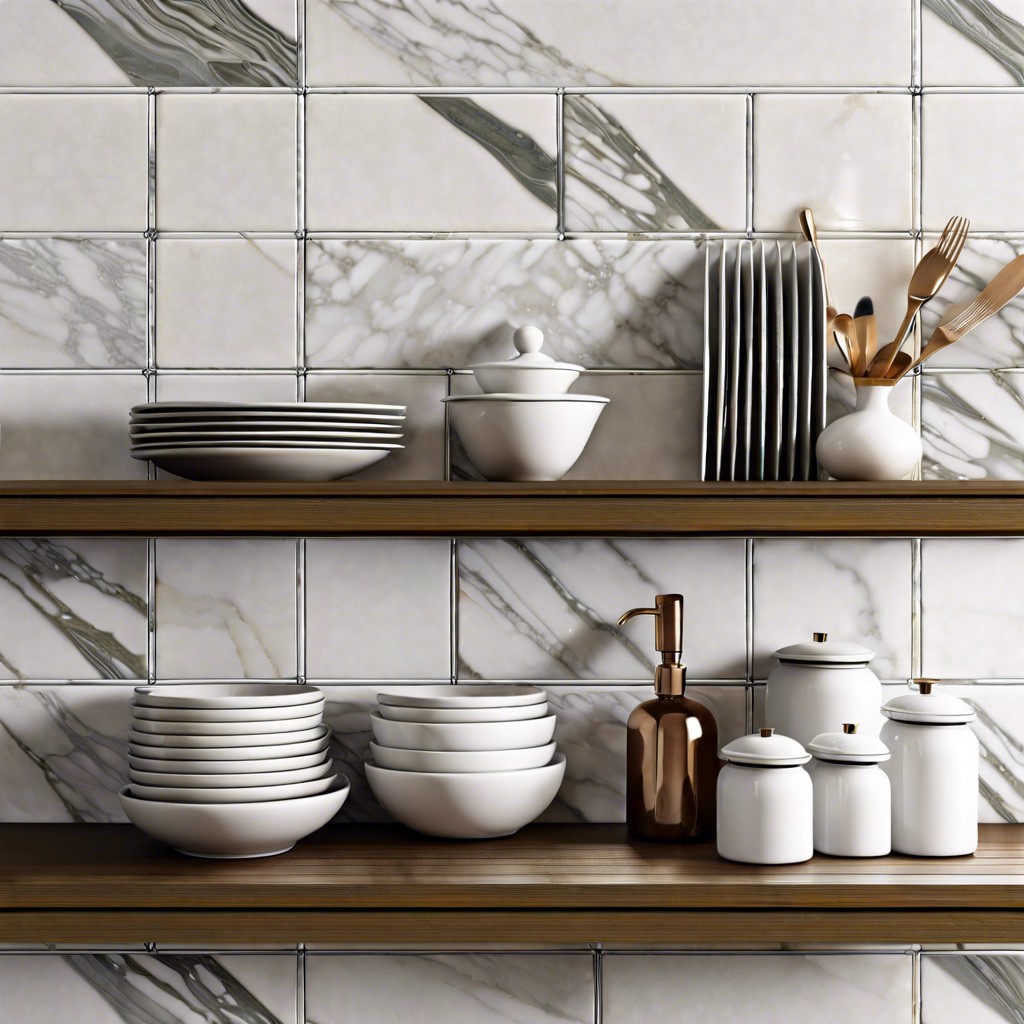 incorporate fluted marble in open shelving