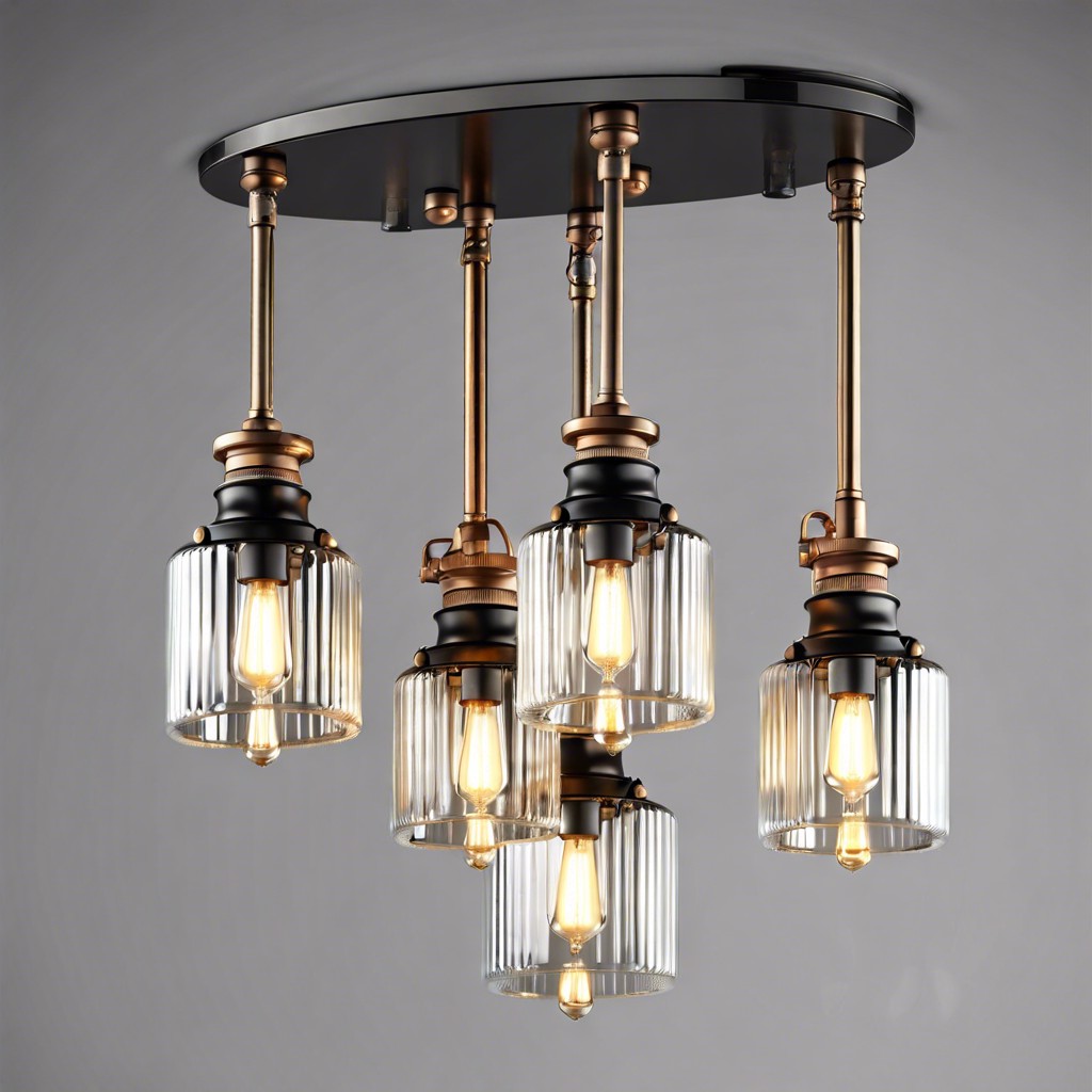 industrial loft fluted glass chandelier