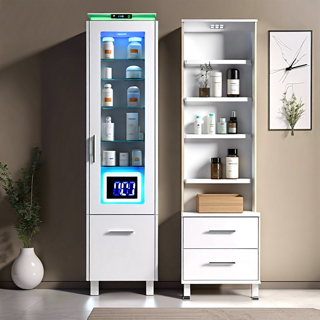 integrated clock and timer medicine cabinet