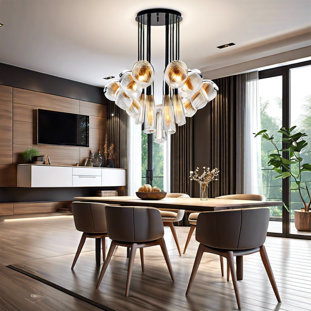 led fluted glass chandelier