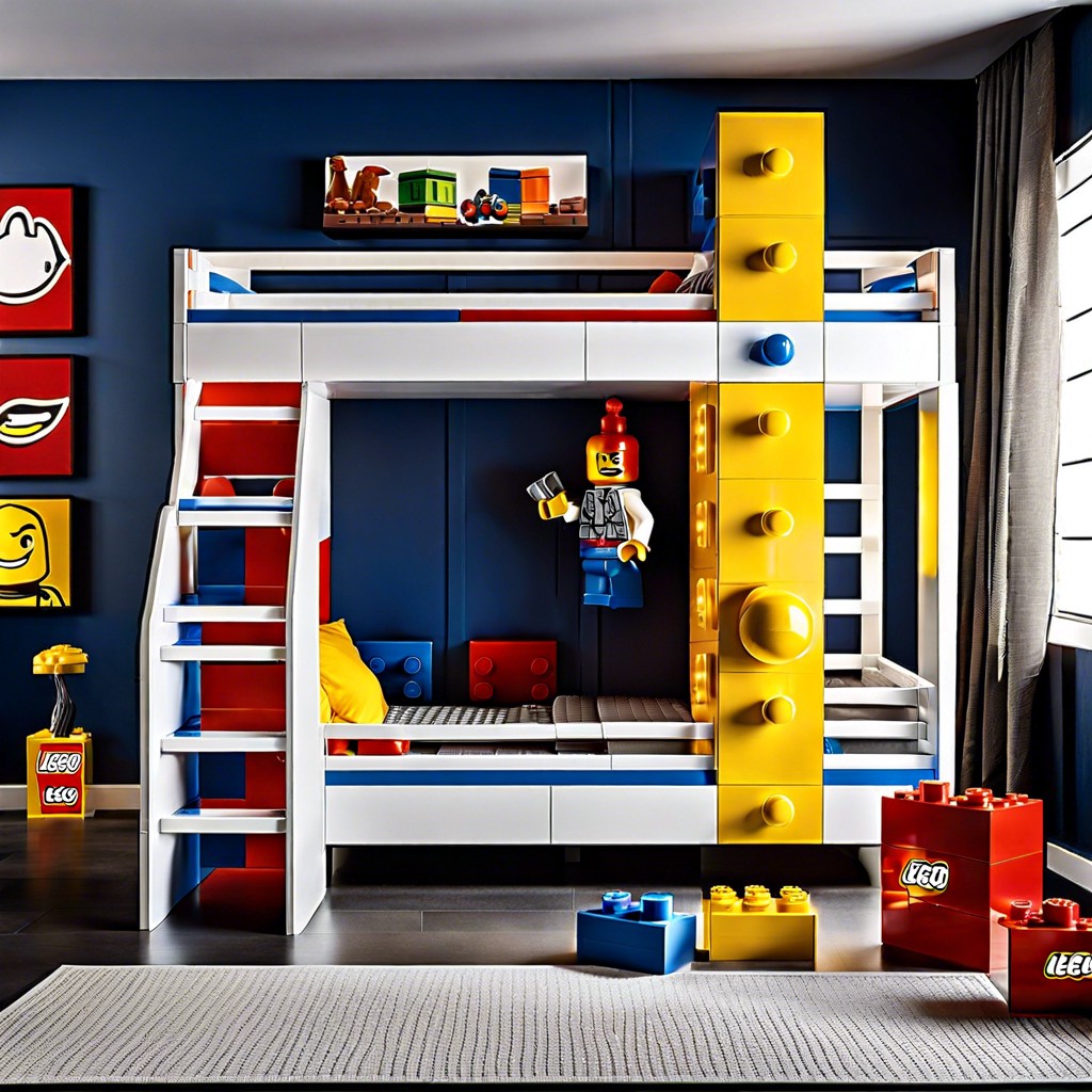 lego® themed bunk beds layered for fun