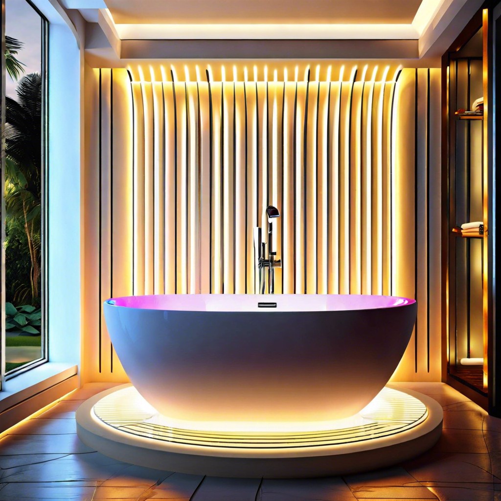 luxury fluted bathtub with chromotherapy