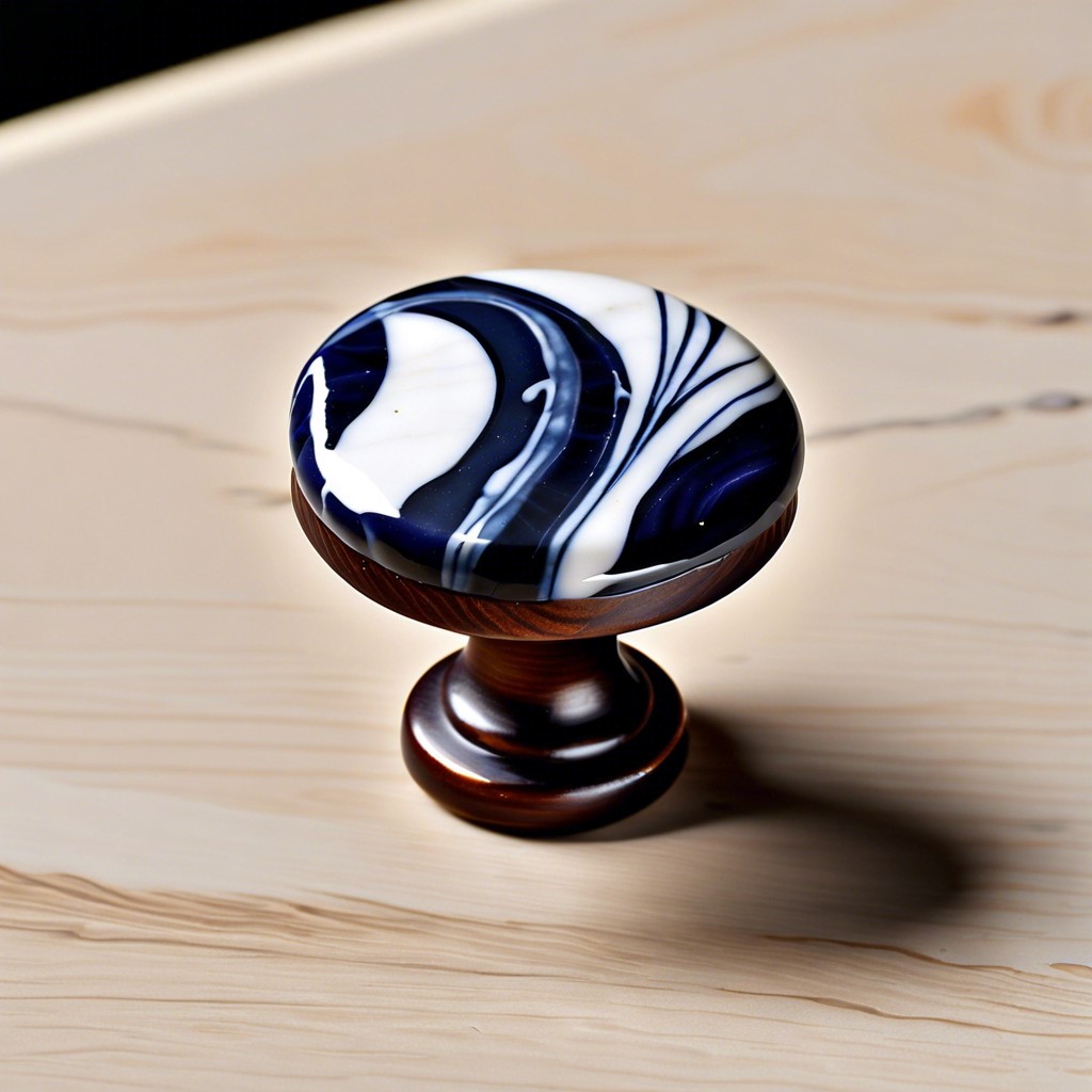 marble patterned ceramic fluted knobs