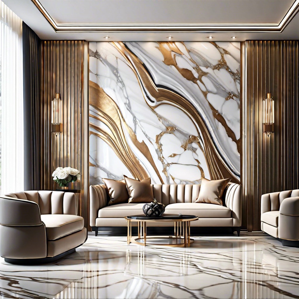 marbled fluted panels for a luxurious touch