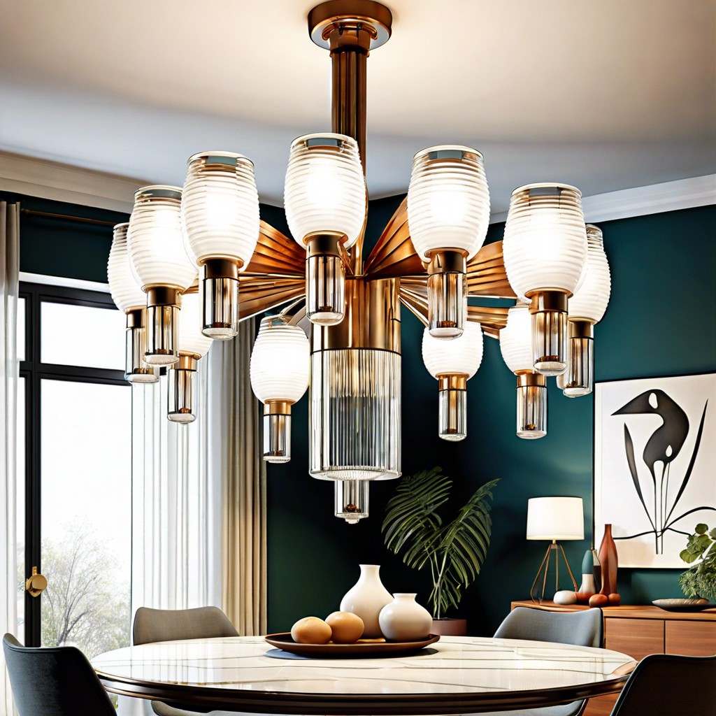 mid century modern fluted glass chandelier