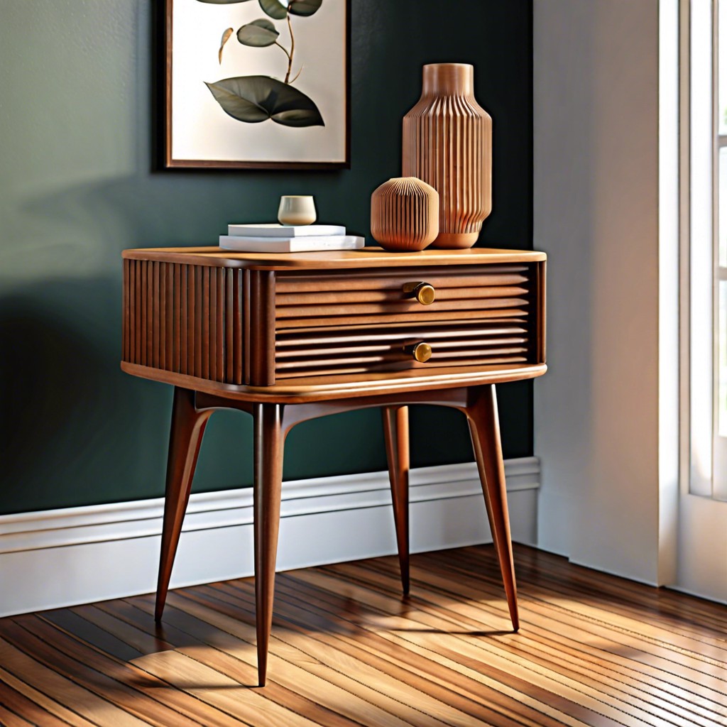 mid century modern fluted side table