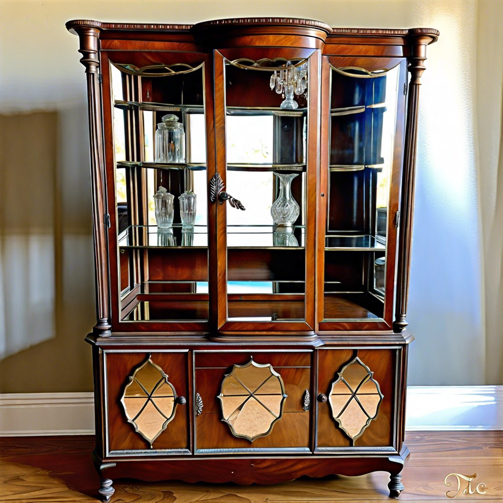 mirrored back fluted glass curio cabinet