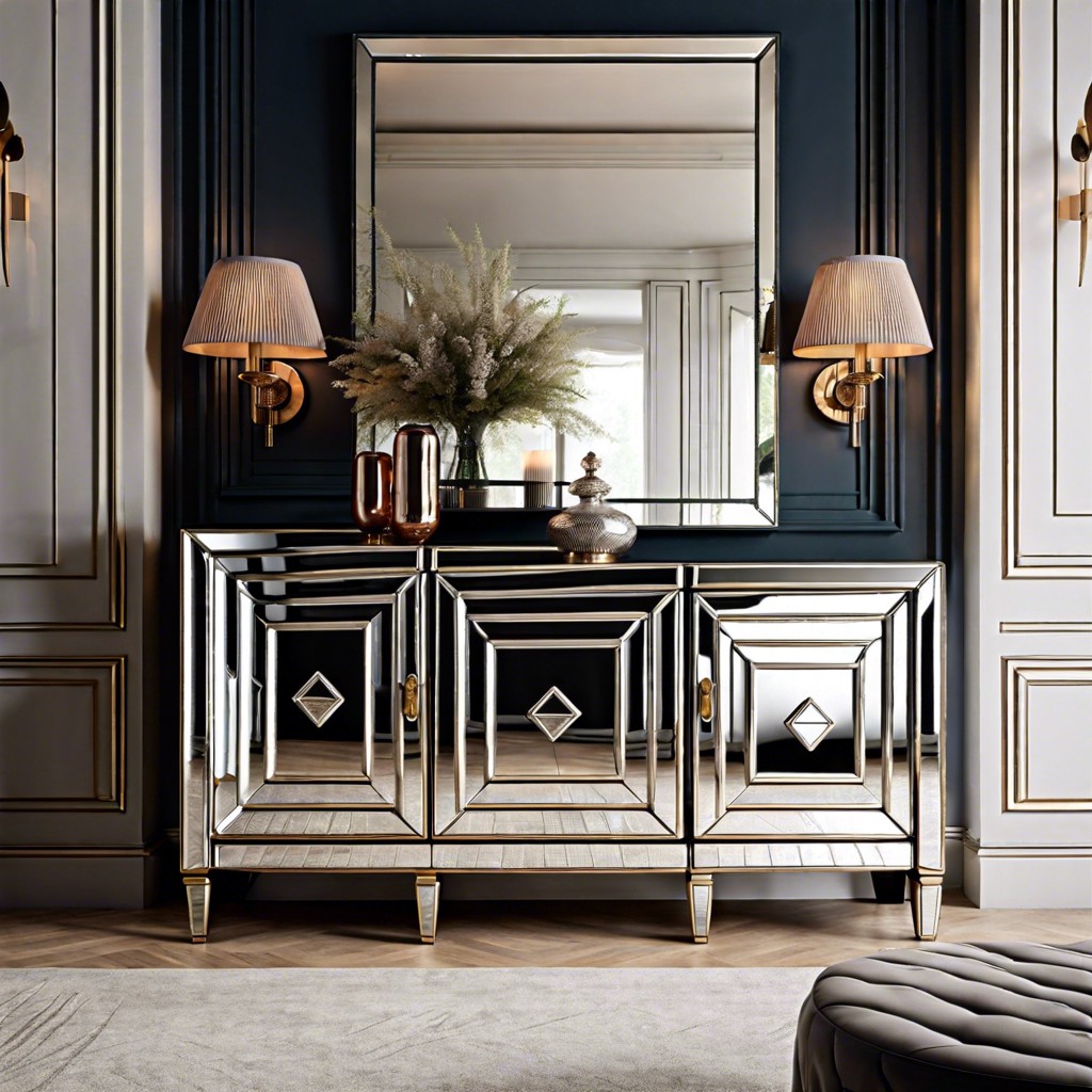mirrored fluted sideboard for glamorous look
