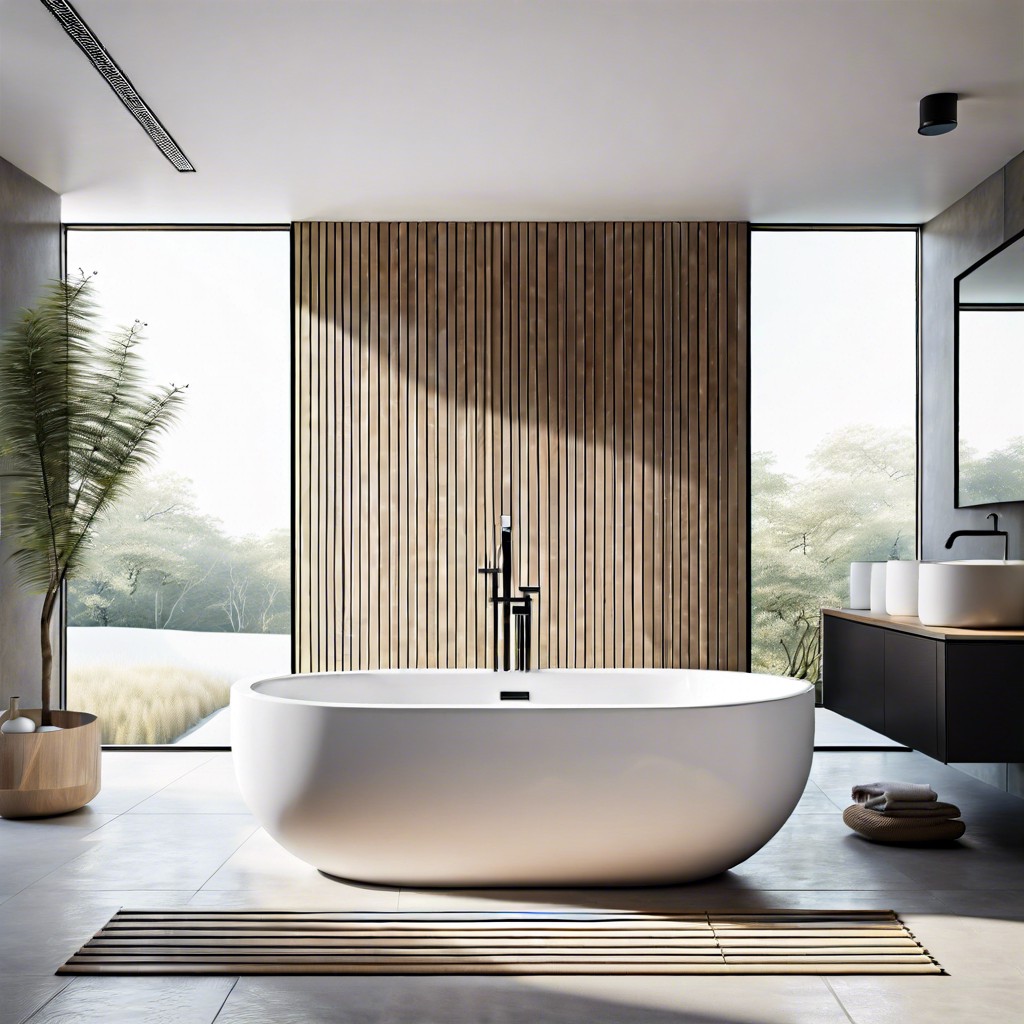 modern fluted soaking bathtub