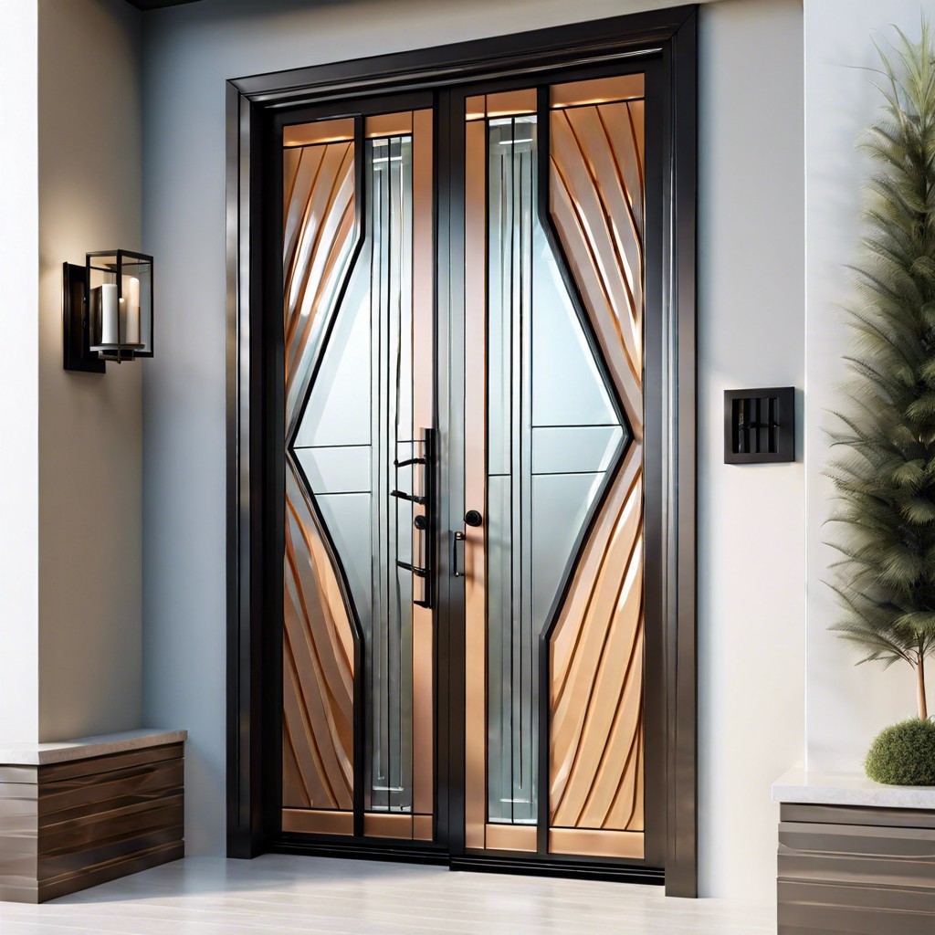 modern geometric fluted glass door