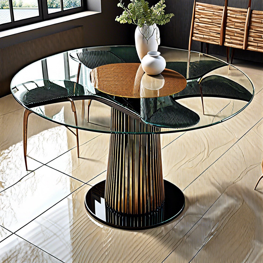 modern glass top fluted dining table