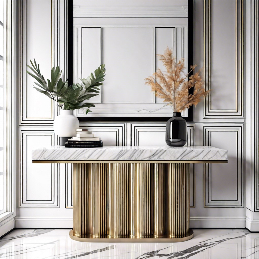 modern white marble fluted console