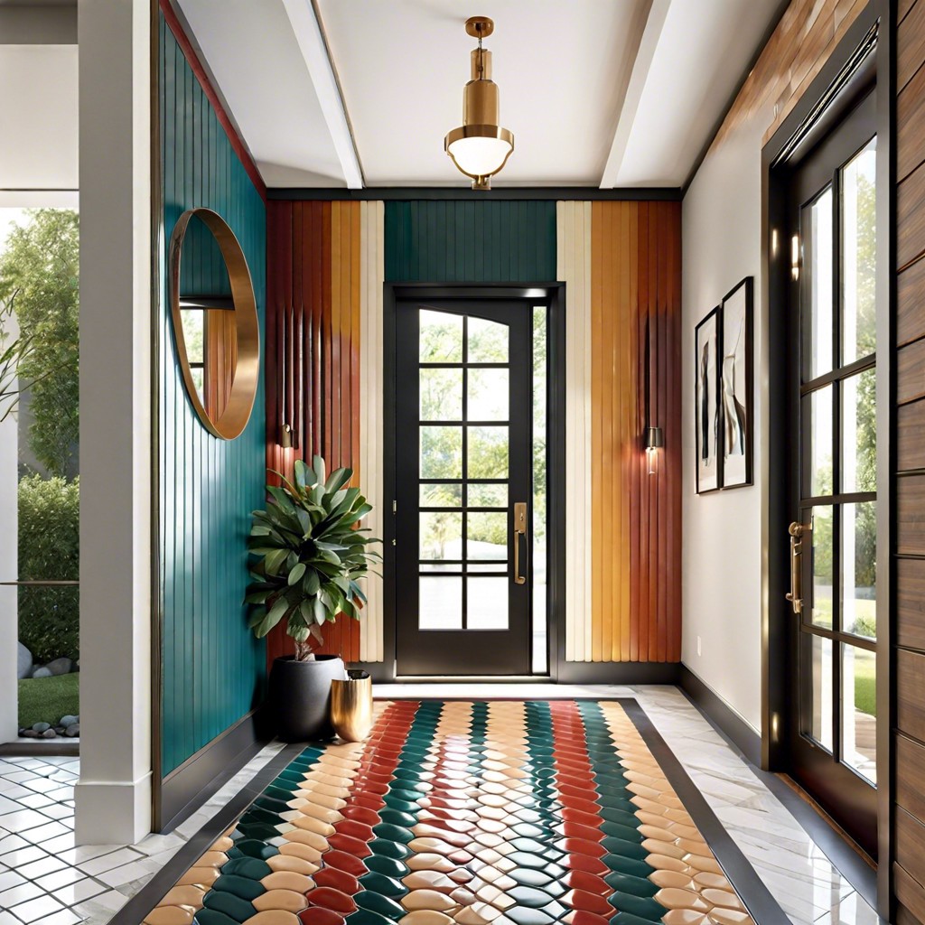 multicolor fluted tile pattern in entryway