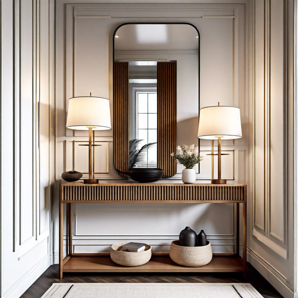 narrow fluted console for hallways