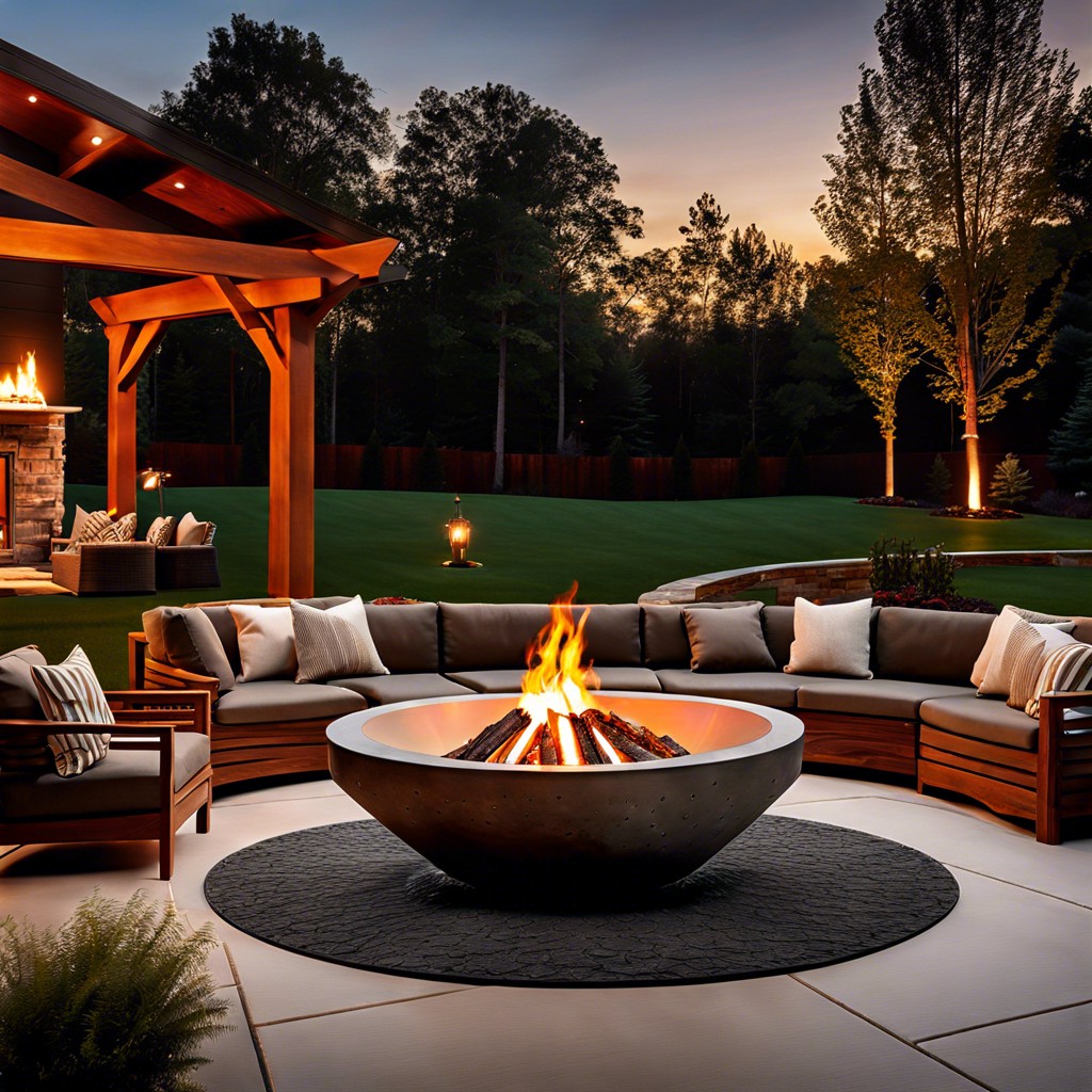 outdoor fire pits made of fluted concrete