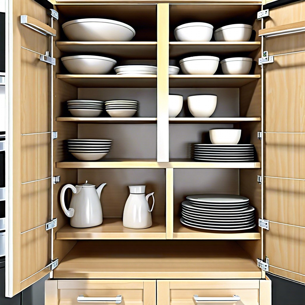 over fridge cabinet divider system for organized storage