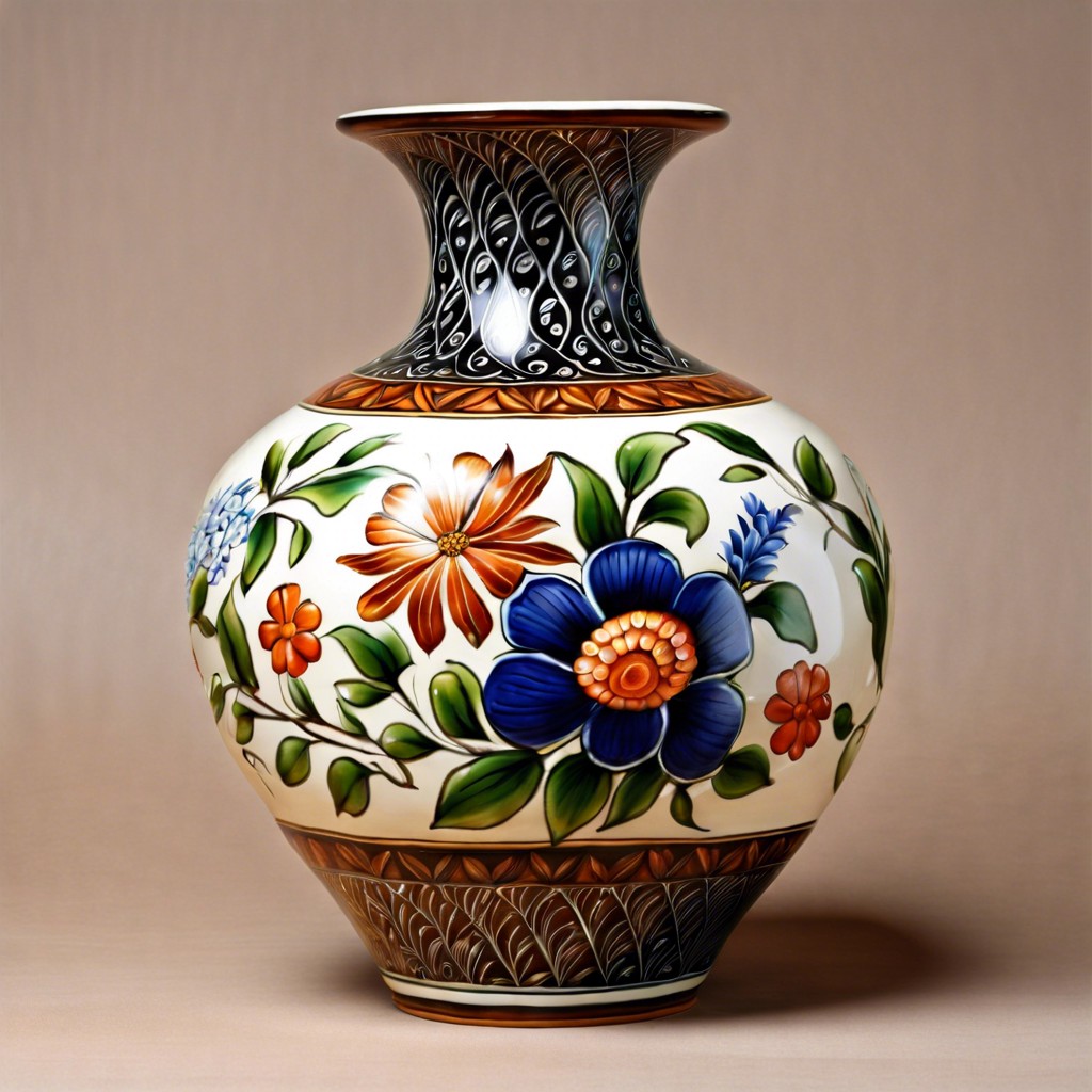 painted ceramic fluted vase