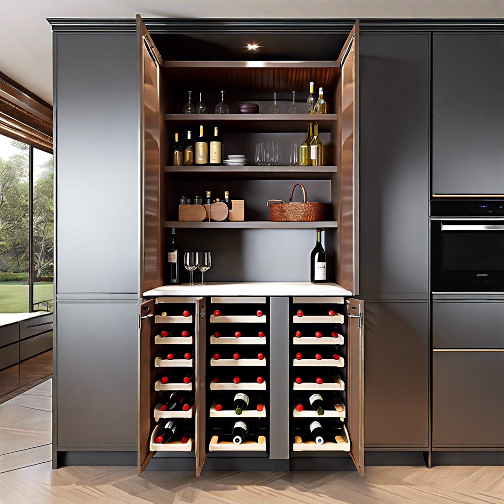 pantry with integrated wine rack