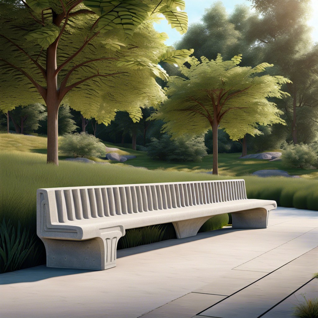 public park benches using fluted concrete