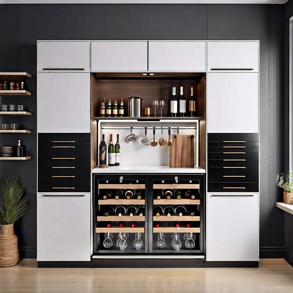 pull down bar cabinet in a kitchen setting