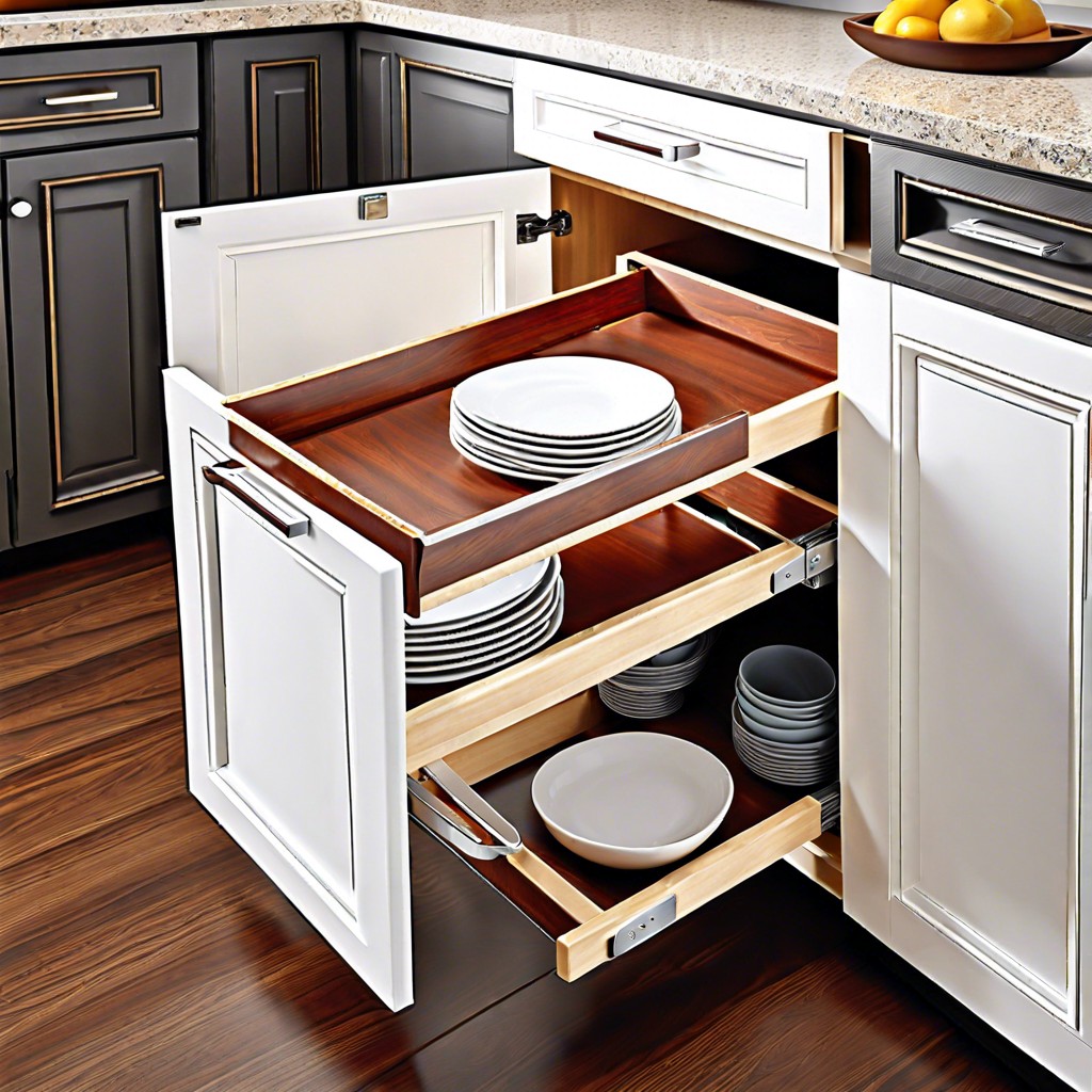pull out vertical storage for table linens