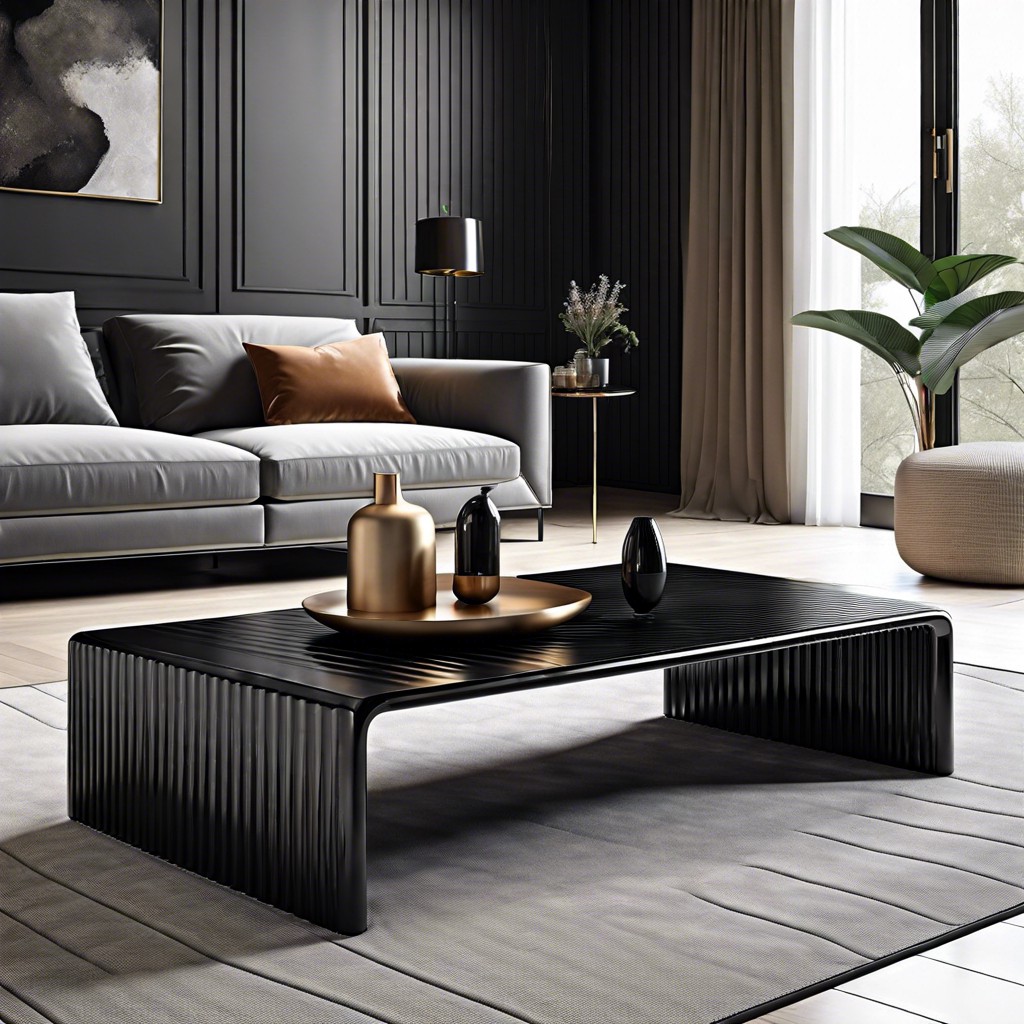 rectangle fluted coffee table in black