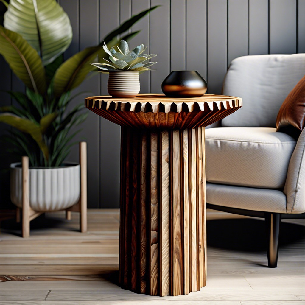 recycled timber fluted table